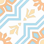 Floral cement tiles blue and orange